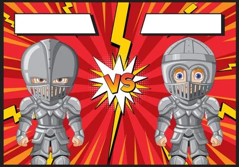 Epic Knight Showdown in Comic Style Stock Illustration