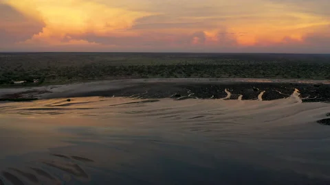 Epic landscape sunset reflection Stock Footage 148665584