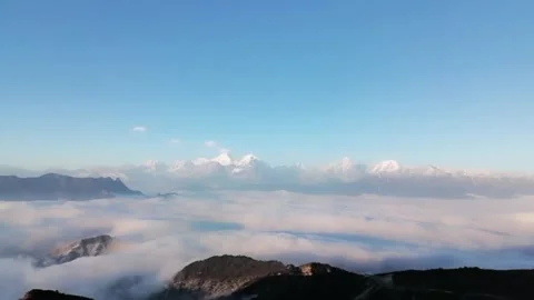 Epic Landscape Time-lapse Fast Clouds Flowing Over Majestic Snow-Capped Moun Stock Footage 328289242