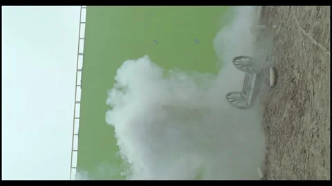 Epic Large Scale Fiery Explosion Compositing Element On Green Background Stock Footage 335944972