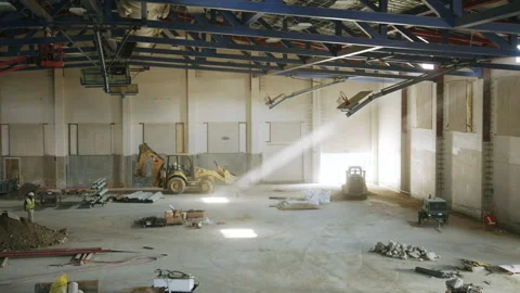 Epic Light Falling On Construction Site Work 4K 48FPS SLO-MO Stock Footage 266314602