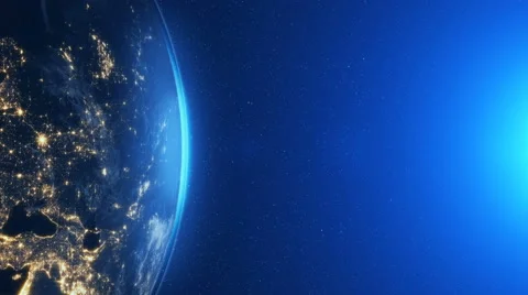 Epic moonlight world skyline. Planet earth Europe zone with night time city. Stock-Footage 64971651