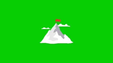 Epic Mountain Animation on Green Screen Stock Footage 340514106