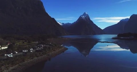 Epic Mountain Lake View II Stock Footage 80047104