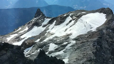 Epic Mountain Terrain with Pocket Glacier, Aerial Drone Stock Footage 169558371