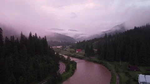 Epic Mountain Valley At Sunset With Rain Stock-Footage 156568188