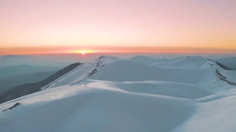 Epic mountain viewpoint at sunset with snow in Italy, winter Stock Footage 155337021