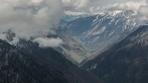 Epic mountains shot. Long Vertical Panorama time lapse Stock-Footage 83694433