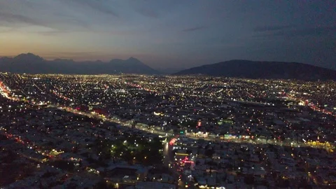 Epic Night flight over Monterrey Mexico  Видео 87567688