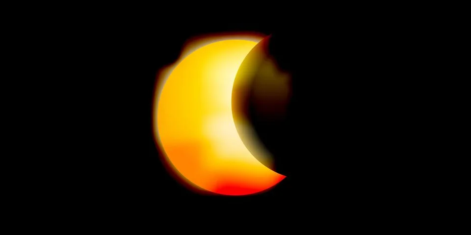 Epic orange solar eclipsed with highlighted clouds Cosmic Vector featuring .. Stock Illustration