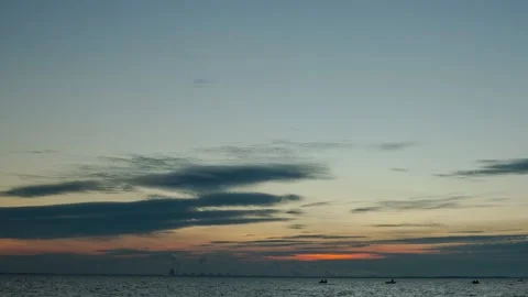 Epic orange sunrise on the river with clouds, romance, time lapse Stock Footage 146356954