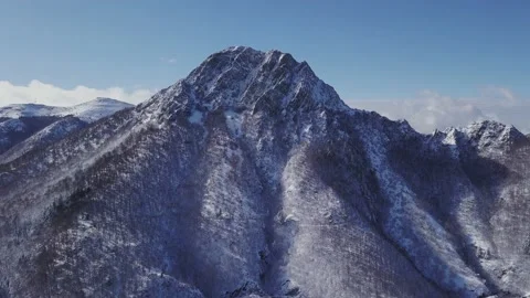 Epic panoramic aerial view of jagged Montseny mountain range and pulling Stock Footage 134372843