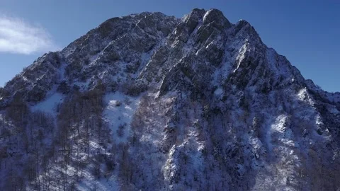 Epic panoramic aerial view of jagged Montseny mountain range and pulling Stock Footage 134372900