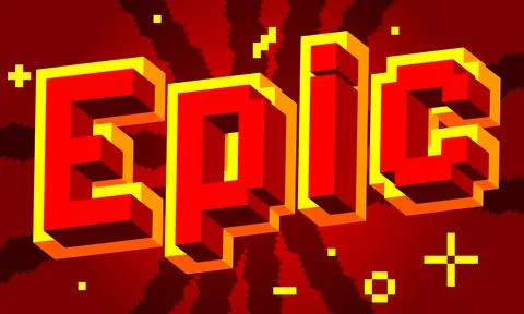 Epic pixelated word with geometric graphic background. Vector cartoon illustr Ilustración de archivo