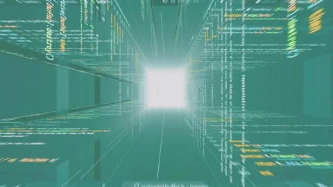 Epic programming code in 3d animation, virtual html java script world Stock Footage 311915784