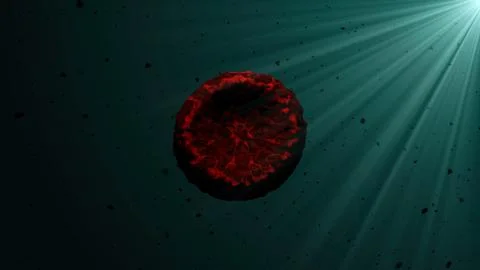 Epic red blood cell in high detail over dark background. Medical Concept. Illustrazione stock