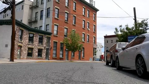 Epic Red Brick Building Shot Bayonne, NJ Stock Footage 127076488