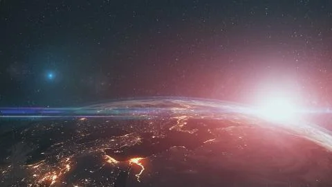 Epic rotate earth close up surface star background Illustrazione stock
