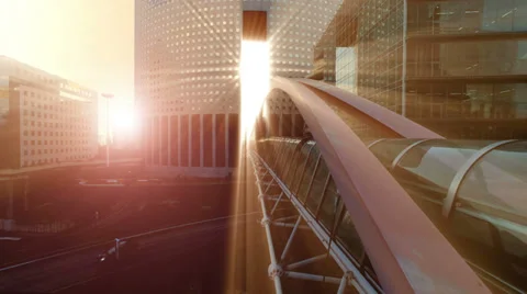 Epic scenery. sun beam light. sun rays. bridge building Stock Footage 39764332