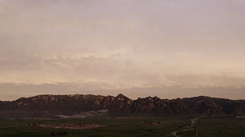 Epic Serene Twilight Mountain Valley Countryside Fly Backward 4K HLG Stock Footage 344016019