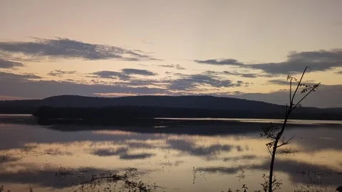 An epic Serene view of calm lake during evening with soft light and peacefu.. Stock Footage 336044373