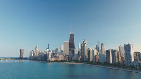 Epic shot of Chicago and lake Michigan during the day. Stock-Footage 246652353