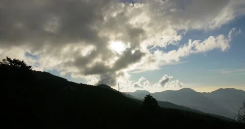 Epic sky and clouds over mountain range. Alishan national nature park in Taiwan. Stock Footage 144205721