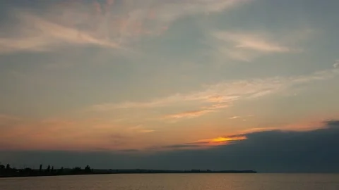 Epic sky, river, sunrise with clouds, time lapse Stock Footage 158885093