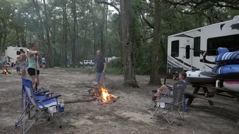 Epic Slo Motion of Campfire and Man Stock Footage