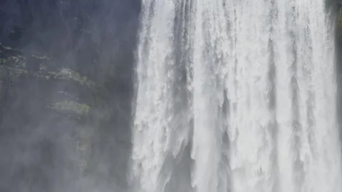 EPIC Slow motion Skógafoss Waterfall Iceland glacial water rushing 4k hdr Stock Footage 279345004