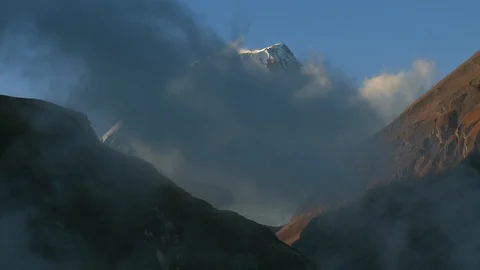 Epic snowy mountains and clouds. European alps. Beautiful day in the mountains. Stock Footage 99156991