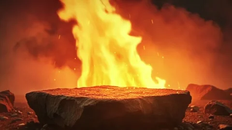 Epic stone fire. Realistic fire background. Stock Footage 329983271