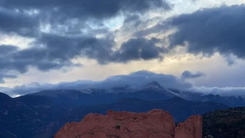 Epic Storm Clouds Over Rocky Mountains – Garden of the Gods Time Lapse Stock Footage 337200606