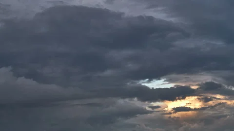 Epic storm tropical clouds at sunset. 4K Timelapse. Stock Footage 134588221