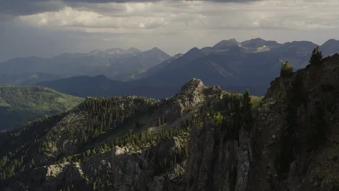 Epic Summer View from top of Snow Bird resort, Salt Lake City, Utah Stock Footage