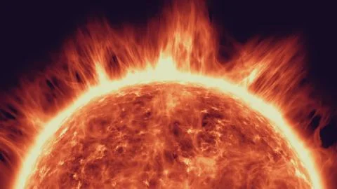 Epic sun surface flare prominence solar system Illustrazione stock