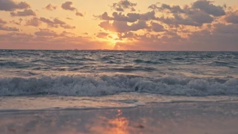 Epic Sunrise over the ocean beach on the coast of Mexico Hammock Swings Stock Footage 280704310