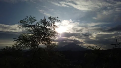 Epic Sunrise View of Mount Klabat, Manado, North Sulawesi Indonesia Stock Footage 130196087