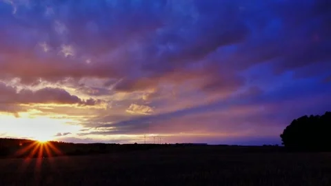 Epic Sunset In 4x Timelapse Stock Footage 134316616