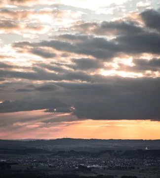 Epic sunset and clouds over the alps Stock Photos