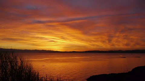Epic Sunset and Reflection on Ocean Stock Footage 38935382