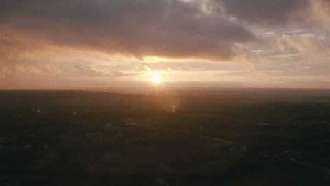 Epic sunset and smooth camera movement - Aerial View Stock Footage 130064197