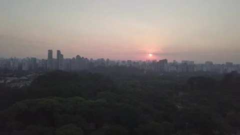 Epic Sunset City Drone Stock Footage 133034448