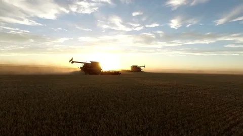 Epic Sunset Harvest Stock Footage 70425099