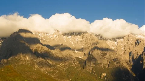 Epic Sunset Mountain Cloud Colors in Chinese Himalayas, Yunnan, China Stock Footage 104166819