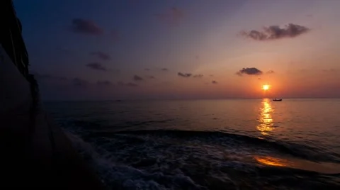 Epic sunset from our diveboat in Koh Tao, Thailand Stock Footage 63749800