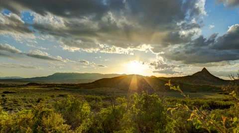 Epic Sunset over beautiful Zion Canyon HDR Timelapse Utah Colorful Clouds Video stock 35406540