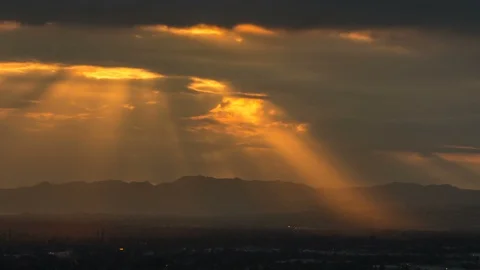 Epic sunset over busy valley Stock Footage 89819767