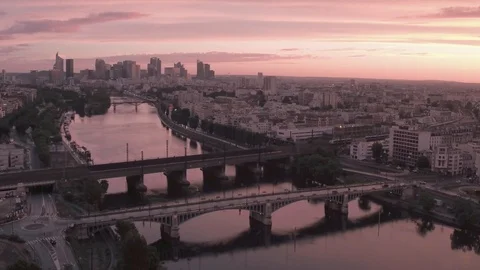 Epic sunset over La Défense, Paris, France 4K Stock Footage 99938150