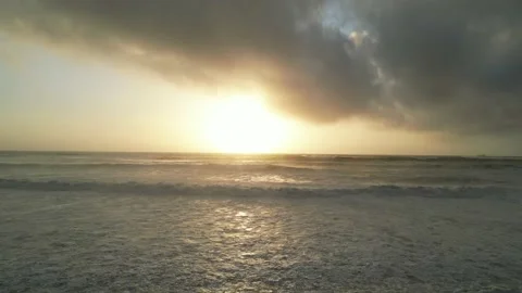 Epic Sunset Over Monster 16’ Waves Stock Footage 229368427